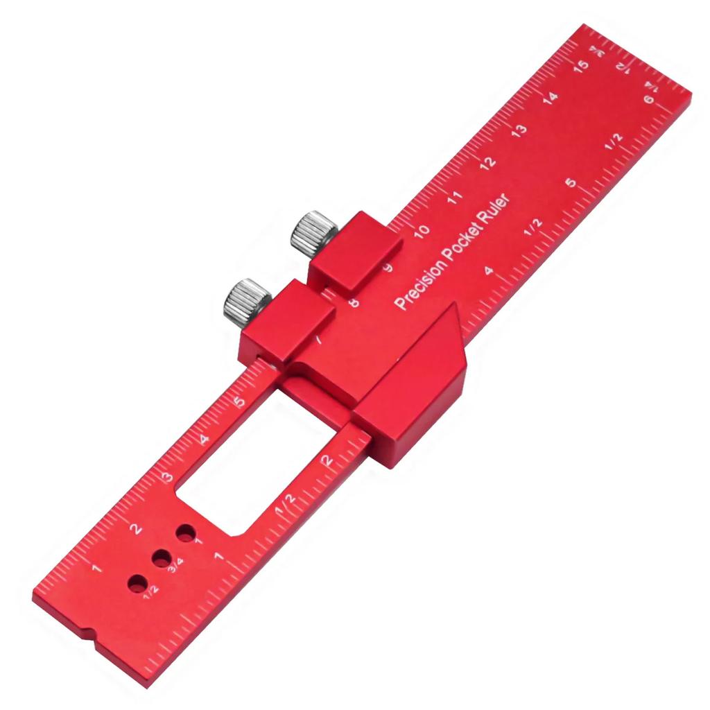 160mm Precision T Type Pocket Ruler Inch Metric Measuring Tool with Slide Stop for Carpentry Marking