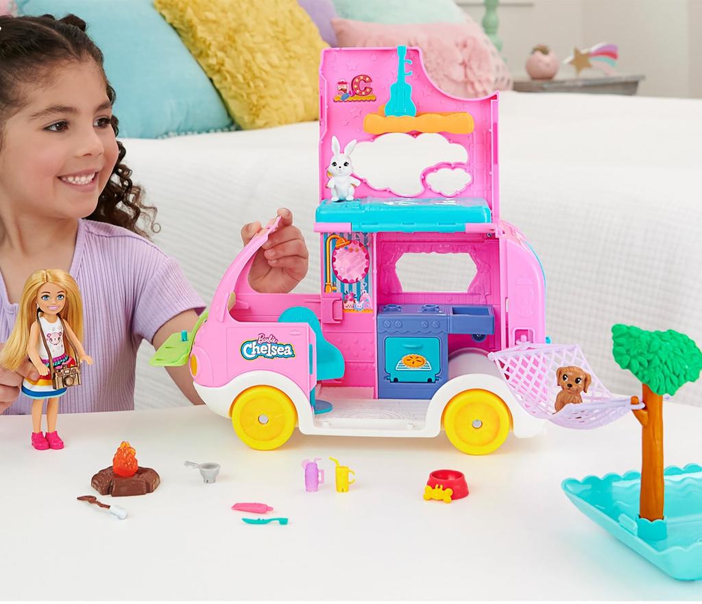 Little Sister Chelsea and Her Pink Camper Van with a As Seen In the Movie HNH90 Barbie's Pool! / "Barbie"! [Dress-up Doll] [House/Vehicle] [Ages 3+]