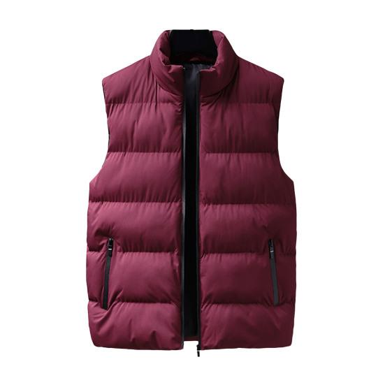 Men Waistcoat Stand Collar Sleeveless Zippered Pockets Solid Color Vest Coat Thickened Warm Windproof Vest Outwear