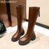 Platform Women High Boots High Heels Chunky Fashion Leather Shoes Woman 2025 Trend New Winter Elegant Sexy Goth Mujer Snow Botas