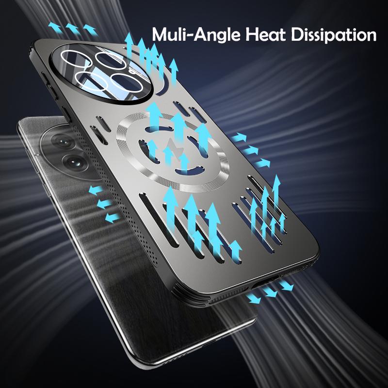 Жесткий металлический чехол для отвода тепла с магнитной беспроводной зарядкой для OnePlus 13 13R 12 One Plus 13 Крутой защитный чехол на заднюю панель