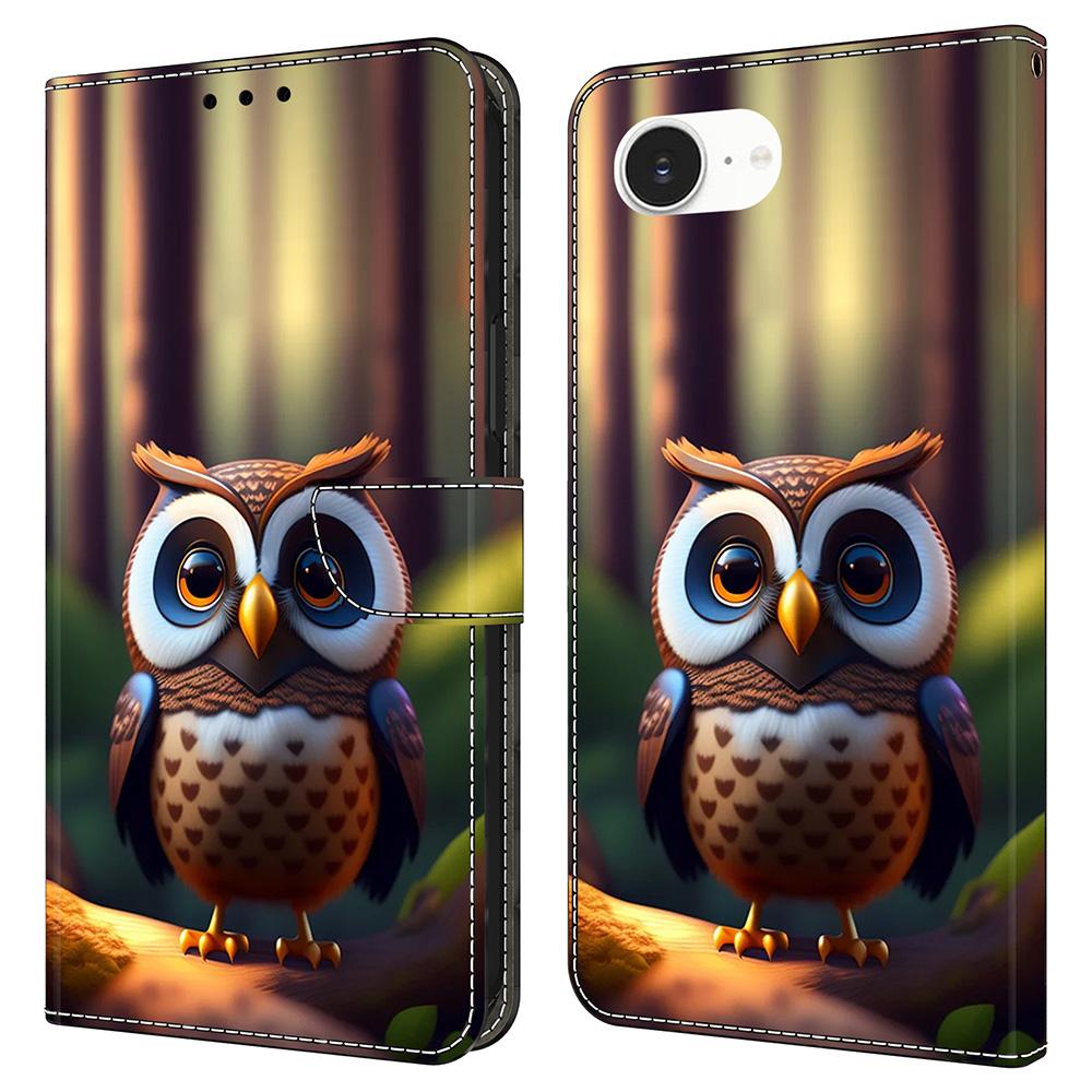 For iPhone 16e Leather Case Pattern Printing Wallet Stand Flip Phone Cover