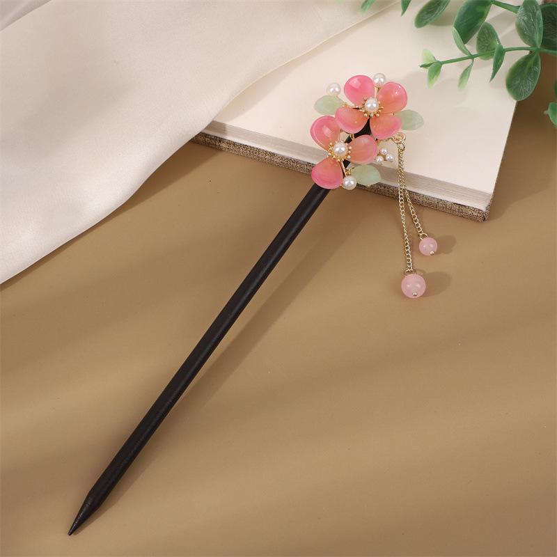 Ancient Style Tassel Hairpin - Imitation Ebony Wood, Hanfu Accessories, Chinese Jewelry for Women