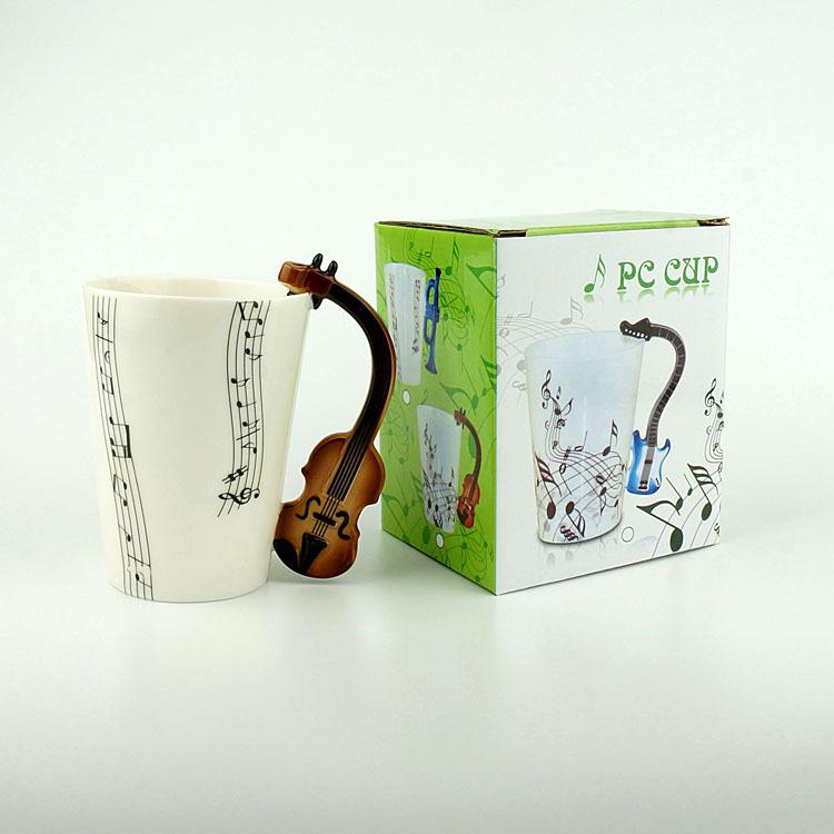 Ceramic Violin Shaped Music Water Cup Musical Instrument Mug Breakfast Cup Ceramic Cup