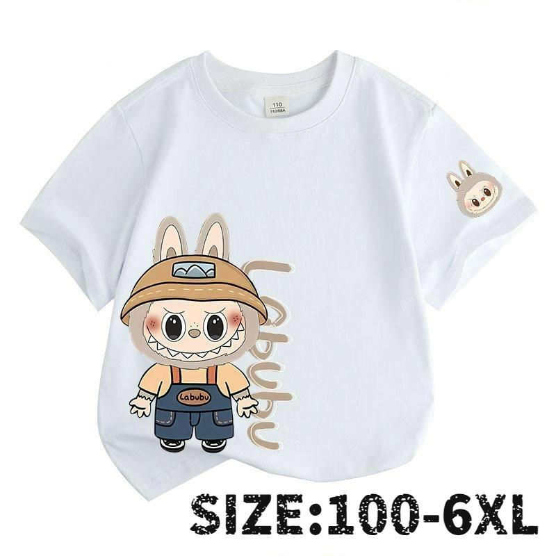LABU Letter Elf Cartoon Graphic Printed T-shirt Kids and Women Tees Top Summer Casual Men's Unisex Short Sleeve Clothing