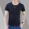 Summer Men T-shirt Round Neck V Neck Short Sleeve Solid Color Soft Breathable Thin Pullover Slim Fit Simple Style Casual Men Top