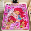 Strawberry Shortcake Print FlAannel Blanket, High quality Comfortable for All Seasons, Home Decor, Warmth and Comfort
