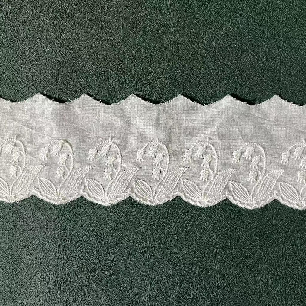 4 ярда/лот, ширина 4,6 см, белые, бежевые, вышитые листья, чистое хлопковое кружево, ювелирные изделия своими руками, платье, одежда, кружевная детская одежда, аксессуары