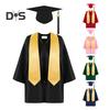 3 шт./комплект, детская выпускная форма для детского сада с кисточкой, шапочкой и шалью, V-образным вырезом, длиной до икры, длинными рукавами, застежкой-молнией, начальный выпускной халат