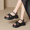 Small Platform Sandals Women's New Versatile High-end Black Heightening Comfortable Beach Shoes
