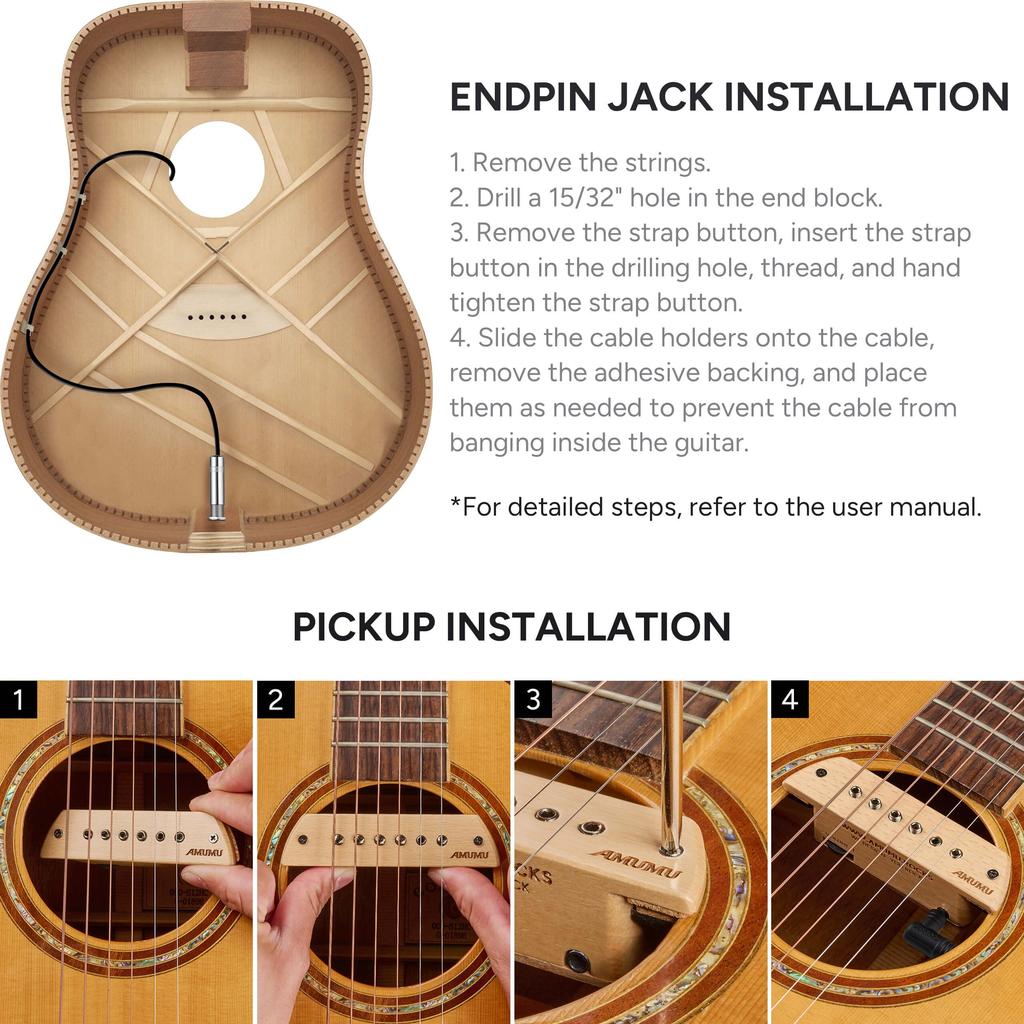 AMUMU SP60BCF Магнитный пассивный хамбакер для акустической гитары, устанавливаемый в резонаторное отверстие