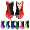 Kids Girls Sparkly Rhinestone Leotard Sheer Mesh Patchwork Sleeveless Bodysuit for Dance Gymnastics Figure Skating