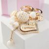 Women's Beads Love Heart Iron Tower Backpack Pendant Keys Holder Keychains Key Ring Bag Pendant