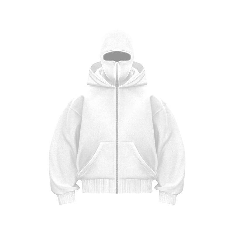 Harajuku Double Hat Design Sportswear Winter New Hoodie Ninja Mask Loose and Universal Winter Windproof Hoodie