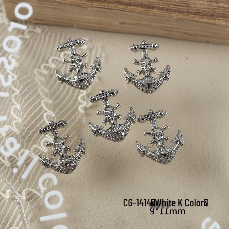 Роскошные стразы из циркония в виде креста для декора ногтей - Накладные ногти в темном ретро-стиле