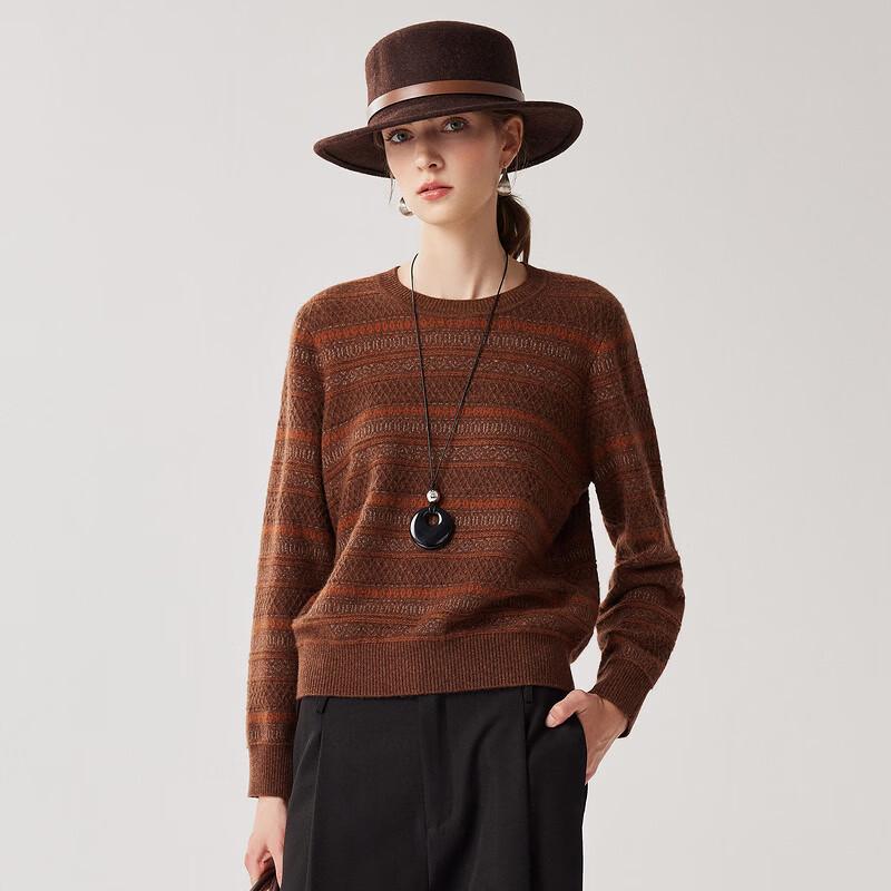 Zhaojun Women's Fair Isle Cashmere Crew Neck Sweater