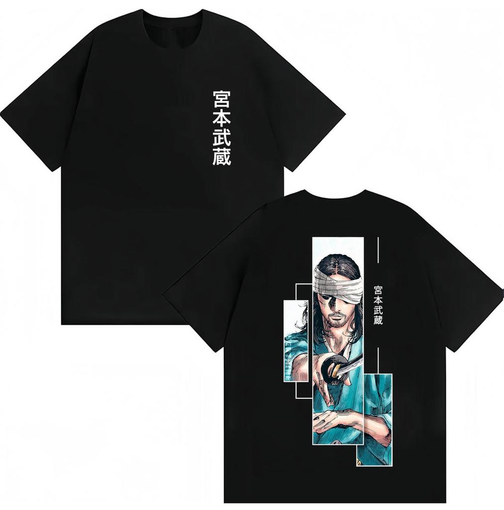 Japanese Anime Vagabond T Shirts Men Women Harajuku Vintage Classic T Shirt Miyamoto Musashi Oversized Cotton T-Shirt Streetwear