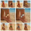 with OT Buckle Oil-Dripped Foot Chain Golden Beach Jewelry Simple Flower Pendant Anklet  Women
