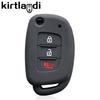 Чехол для ключей для Hyundai Accent Ix25 Tucson Ix35 2014 Elantra Creta Verna I40 I10 Solaris 2015 2016 2021 3-кнопочный силиконовый чехол для ключа