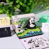 Creative Panda Bamboo Garden Paper Carving Model Desktop Ornament