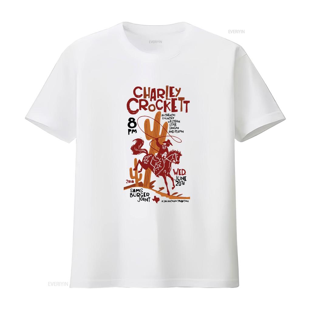 Hot Charley Crockett Concert Country Music White Color Shirt Vintage Stretched Casual Streetwear Comfortable Unisex