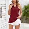 Women's Solid Color Lapel Loose T-Shirt Sleeveless Tank Top