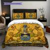 Medieval royal coat of arms and iris bedding, duvet cover, pillowcase, home decoration, birthday gift (1 * duvet cover+2 * pillowcase, coreless)