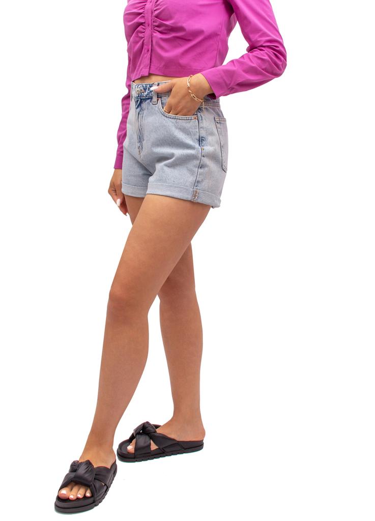 Krótkie Spodenki Jeansowe Damskie Dżinsowe Mom Fit Bermudy Jasne 36 S Firi