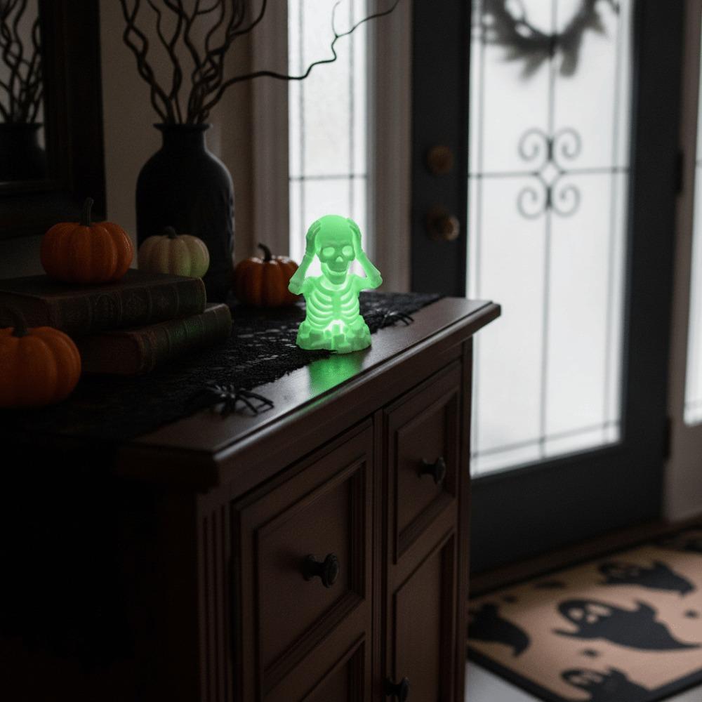 Creative 3D Printed Skull Novelty Glow Miniature Sculpture Luminous Tabletop Statue Nightstand