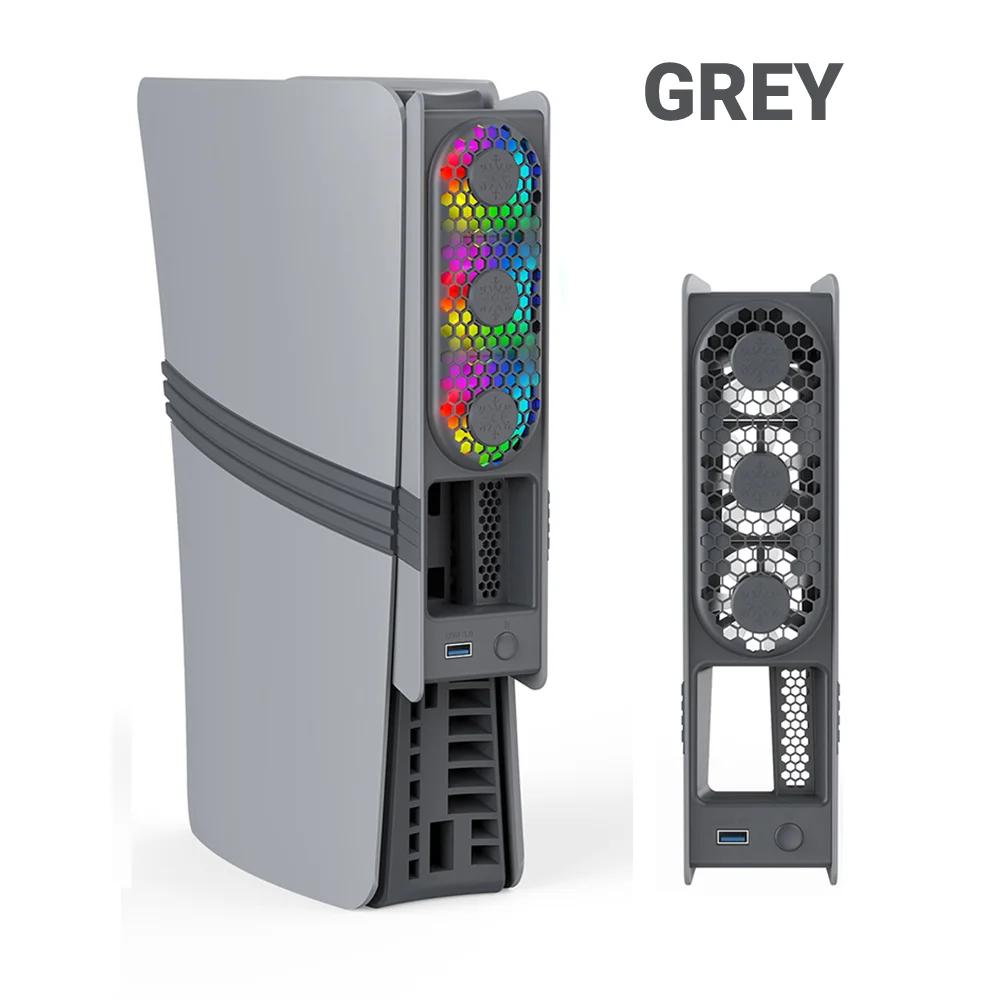 Охлаждающий вентилятор для PS5 Pro/Slim Регулируемый 3-скоростной охлаждающий вентилятор со светодиодной подсветкой и портом USB3.0 Улучшенный охлаждающий вентилятор для дисковой и цифровой версий