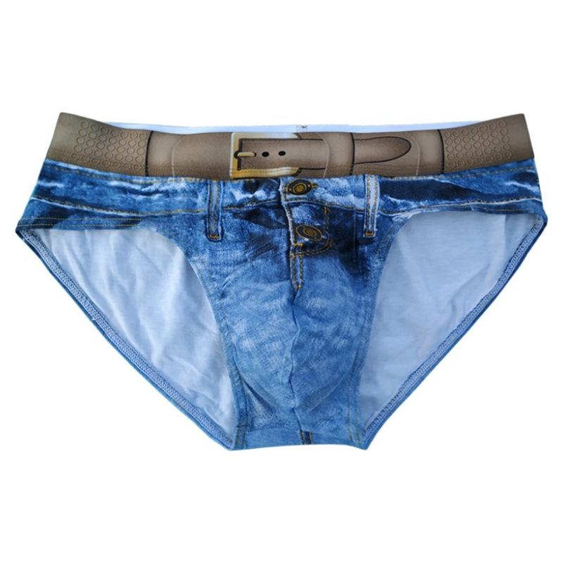 Мужские 3D хлопковые трусы-слипы из искусственного денима - Дышащее и стильное нижнее белье