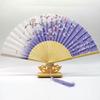 Chinese Style Folding Fan for Men, Portable, Retro Style, Classical, Traditional Hanfu, Black and Green, Bamboo Design
