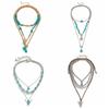 1 SET Ethnic Style Multilayer Turquoise Necklace Stacked Bohemian Style Clavicle Chain  Girls