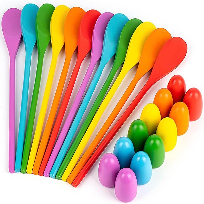 6 шт., деревянные игровые наборы с ложкой для яиц, гоночные игровые наборы, балансировочная палка, эстафета для детей, пасхальные яйца, охота, уличный газон, спортивные обучающие инструменты