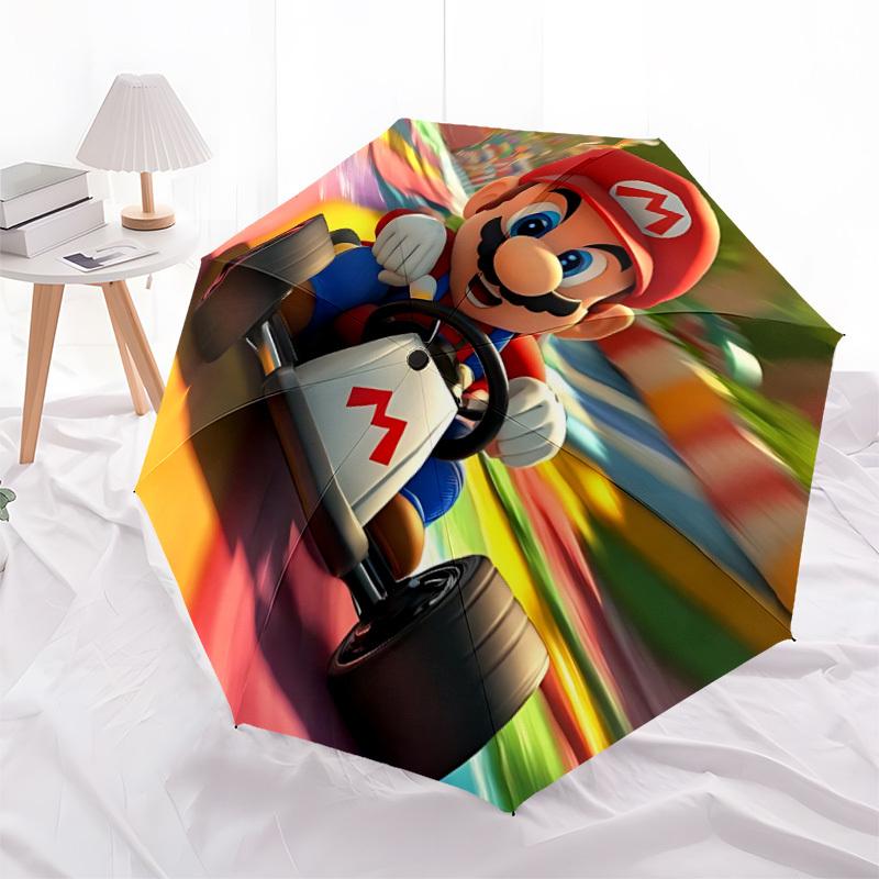 1pc Mario Automatic Folding Cute Umbrella - Compact 8-Rib Design, Durable Plastic & Iron, Perfect Gift for Friends & Family, Outdoor Umbrella, Fashion