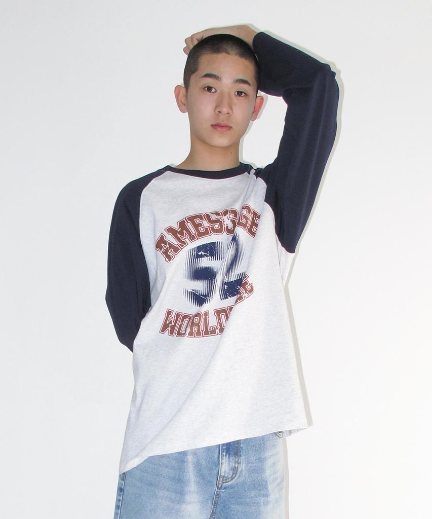 AMES-WORLDWIDE Vintage 52 Raglan Ls Tee Navy