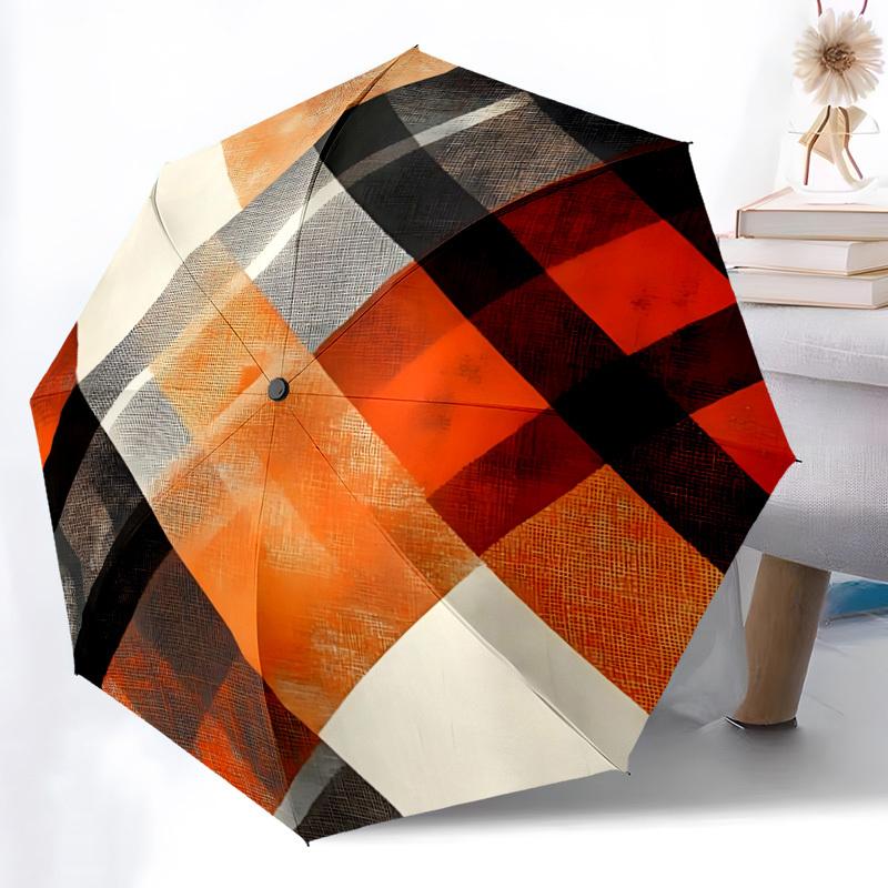 1pc Orange Black White Folding Umbrella | Elegant Design, Fashionable Accessory, Durable Construction, Sturdy Ribs yy251107064