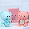 Rotating Bear Rose Jewelry Box Valentine's Day Eternal Flower Gift Box (with Double Heart Necklace)