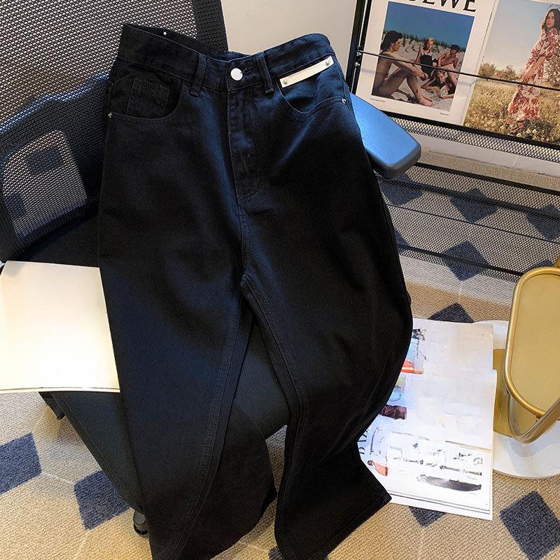 Denim Trousers Vintage Wide Leg Pants Women Korean Straight Long Pants High Waist Casual Loose  Autumn
