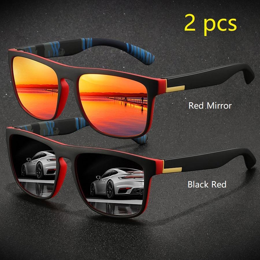 2 предмета модные винтажные квадратные спортивные солнцезащитные очки для мужчин и женщин для вождения и рыбалки брендовые дизайнерские солнцезащитные очки ретро мужские очки UV400