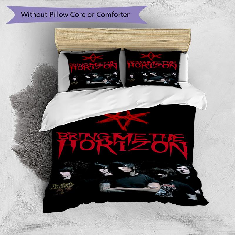 3pcs Duvet Cover Set (1*Duvet Cover + 2*Pillowcase, Without Core), Bring Me the Horizon Print Bedding Set, Bedroom Decor, All‑Season, Birthday Gift