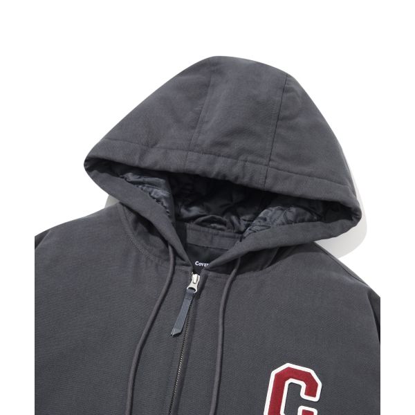 Covernat C Logo Oxford Hooded Jacket Unisex Jackets Charcoal CO2403JK45CH