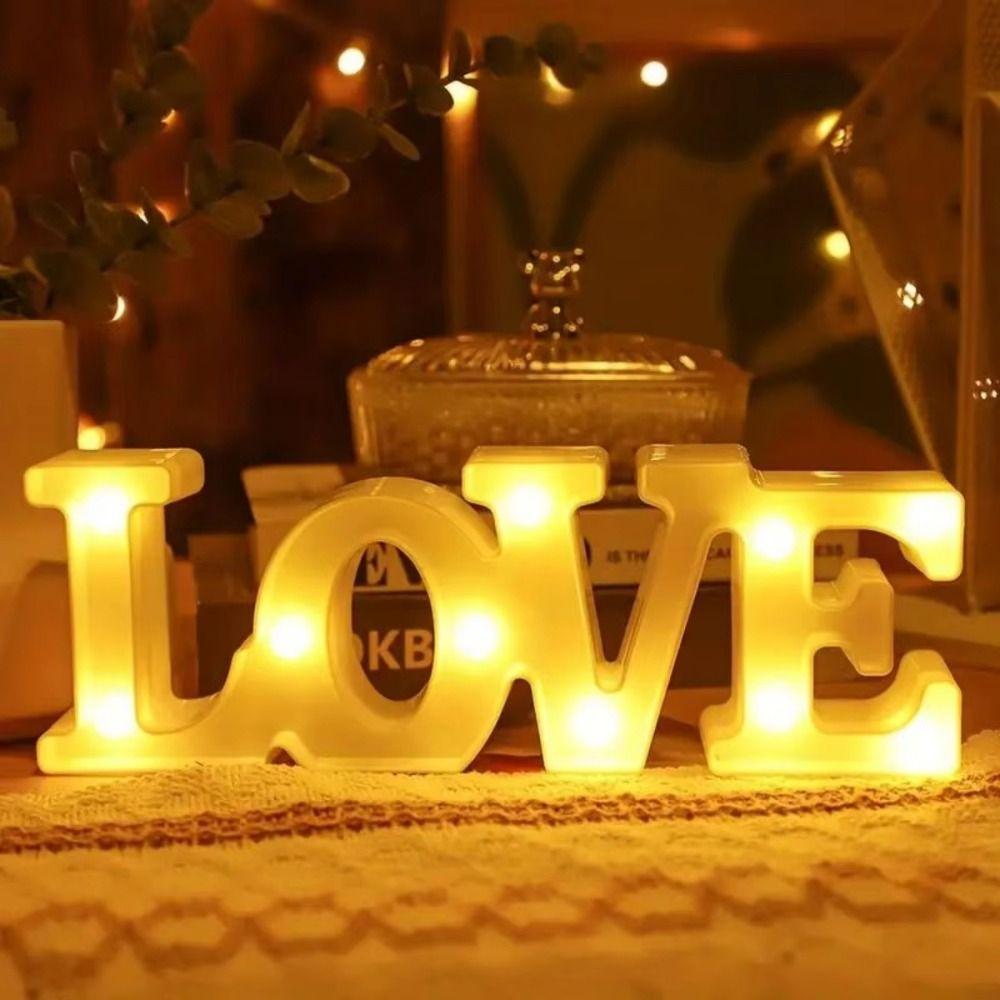 Warm Light LED Night Light Plastic Material Heart Marquee Lamp Table Lamp Valentine's Day