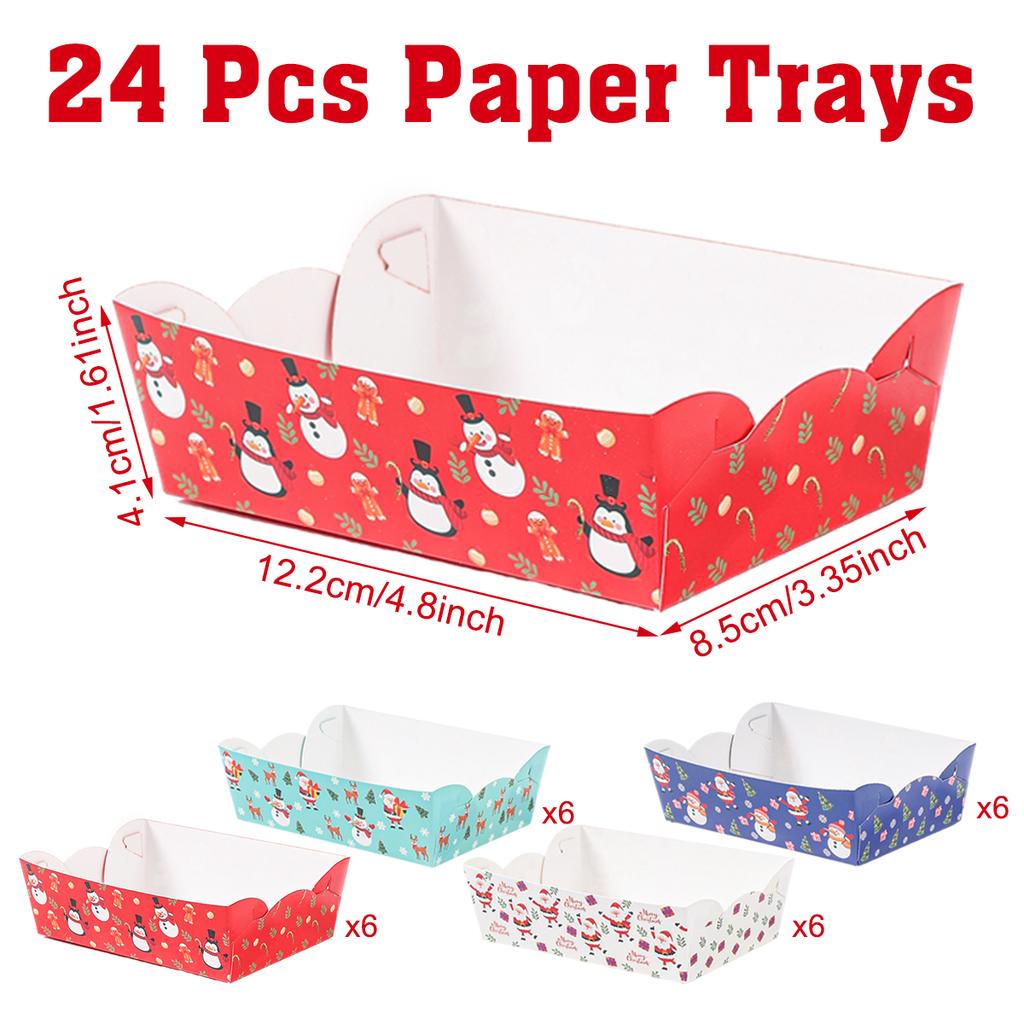 Рождественский бумажный поднос для еды Украшение С Рождеством для дома 2025 Навидад Натал Паллета для закусок и конфет Рождественское украшение Новый год 2026