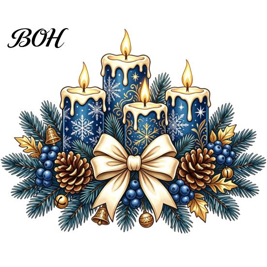Non Adhesive Window Film Christmas Candle Static Glass Stickers, Removable Cling with Bow Pinecone And Pine Indoor Outdoor Decor Branch Pattern,