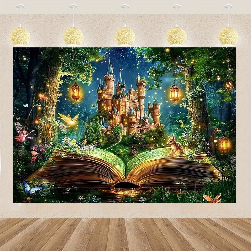 2D banner 1 piece Castle Fairy Tale - Enchanted Forest Lantern and Butterfly Home decoration multi-purpose party decoration