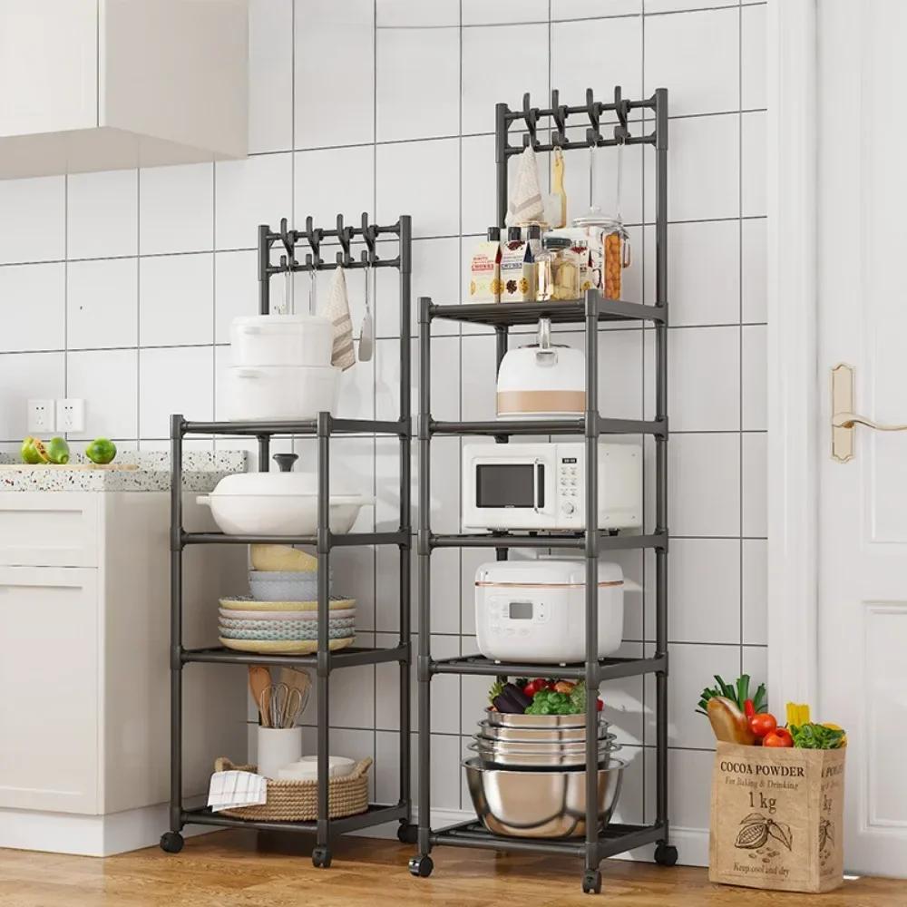 Kitchen Storage Rack Microwave Oven Pot Rack Floor Standing Household Seasoning Storage Rack Multilayer Simple Organizer Kitchen