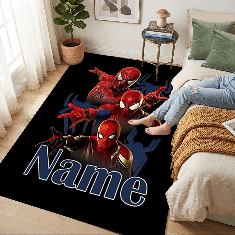 Personalized Name S-Spide M-Man Pose Living Room Non-Slip Area Rug Soft Carpet for Bedroom Playroom Sofa Office Home Decor Doormat