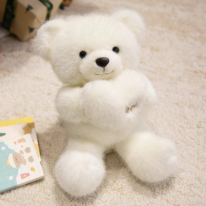 30см Милый Плюшевый Мишка Игрушки Кавайный Мишка с Сердцем Милый Мишка с Шарфом и Бабочкой Мягкая Набивная Животная Подушка Подарок на День Святого Валентина