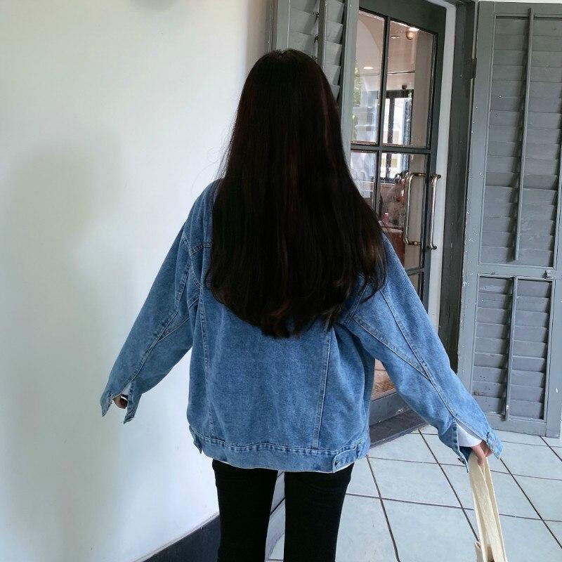 Женская корейская свободная куртка-кардиган, повседневное джинсовое пальто